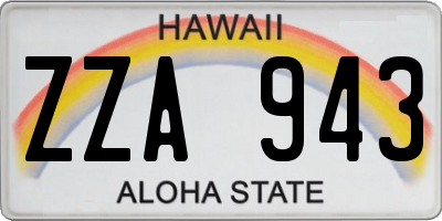 HI license plate ZZA943
