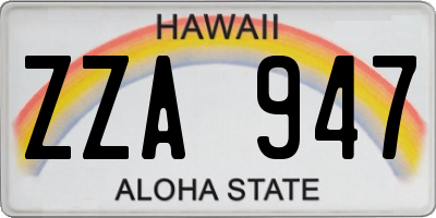 HI license plate ZZA947
