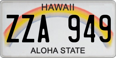 HI license plate ZZA949