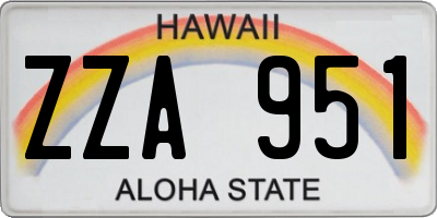 HI license plate ZZA951