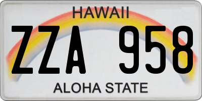 HI license plate ZZA958