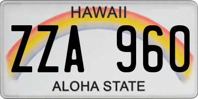 HI license plate ZZA960