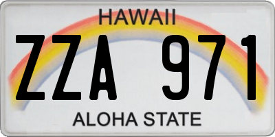 HI license plate ZZA971