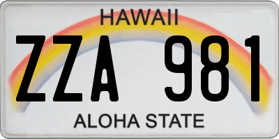 HI license plate ZZA981