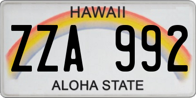 HI license plate ZZA992