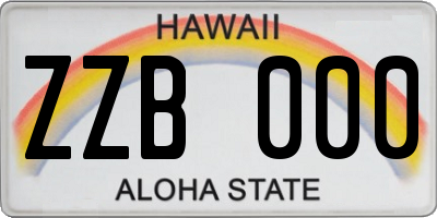 HI license plate ZZB000