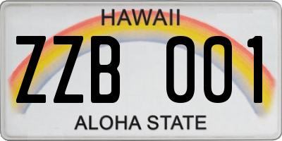 HI license plate ZZB001