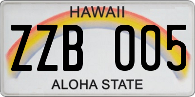 HI license plate ZZB005