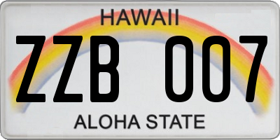 HI license plate ZZB007