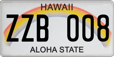 HI license plate ZZB008