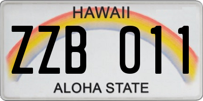 HI license plate ZZB011
