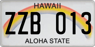 HI license plate ZZB013