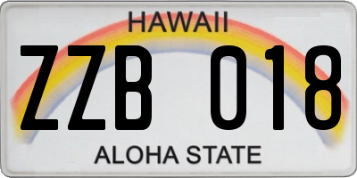 HI license plate ZZB018