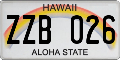 HI license plate ZZB026