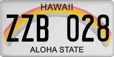 HI license plate ZZB028