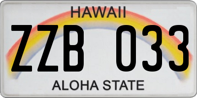 HI license plate ZZB033