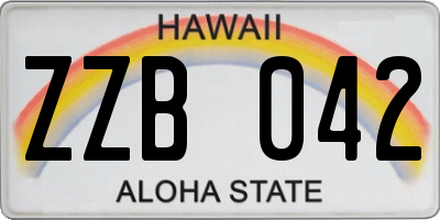 HI license plate ZZB042