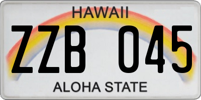 HI license plate ZZB045