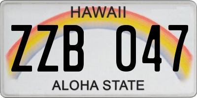 HI license plate ZZB047