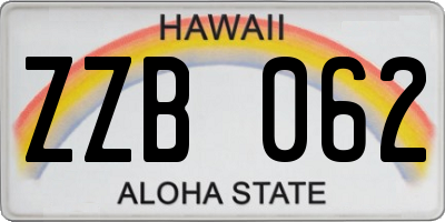 HI license plate ZZB062
