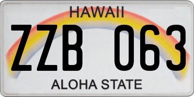 HI license plate ZZB063