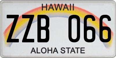 HI license plate ZZB066