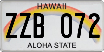HI license plate ZZB072