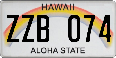 HI license plate ZZB074
