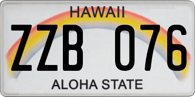 HI license plate ZZB076