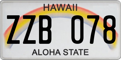HI license plate ZZB078