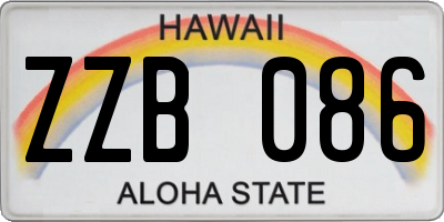 HI license plate ZZB086