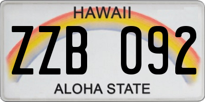 HI license plate ZZB092