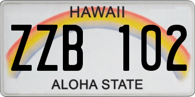 HI license plate ZZB102