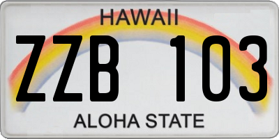 HI license plate ZZB103