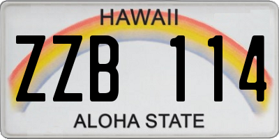 HI license plate ZZB114