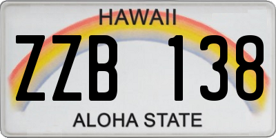 HI license plate ZZB138