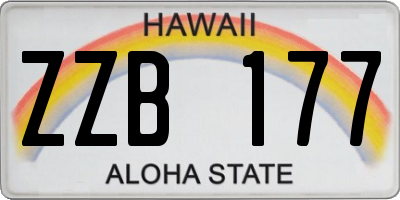 HI license plate ZZB177