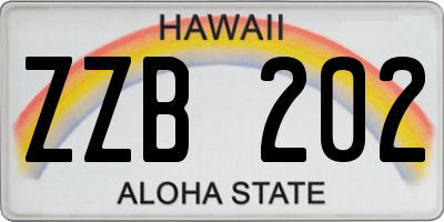 HI license plate ZZB202