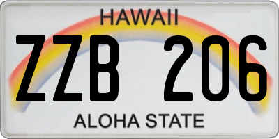 HI license plate ZZB206