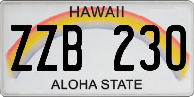 HI license plate ZZB230