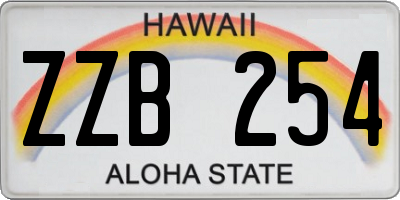 HI license plate ZZB254