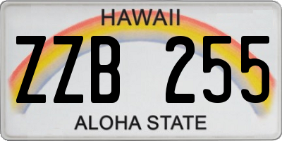 HI license plate ZZB255