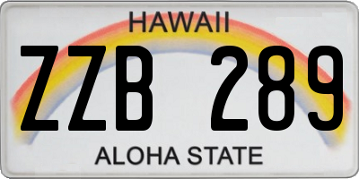 HI license plate ZZB289