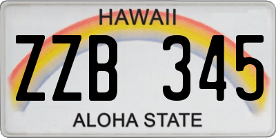 HI license plate ZZB345