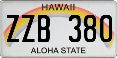 HI license plate ZZB380