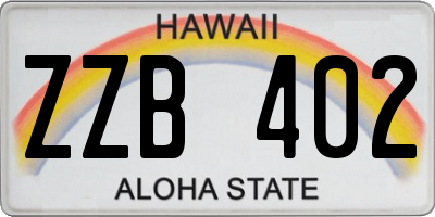 HI license plate ZZB402