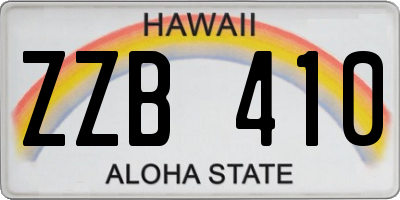 HI license plate ZZB410
