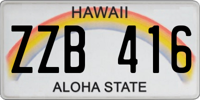 HI license plate ZZB416