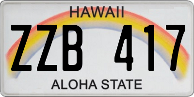 HI license plate ZZB417