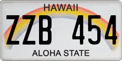 HI license plate ZZB454